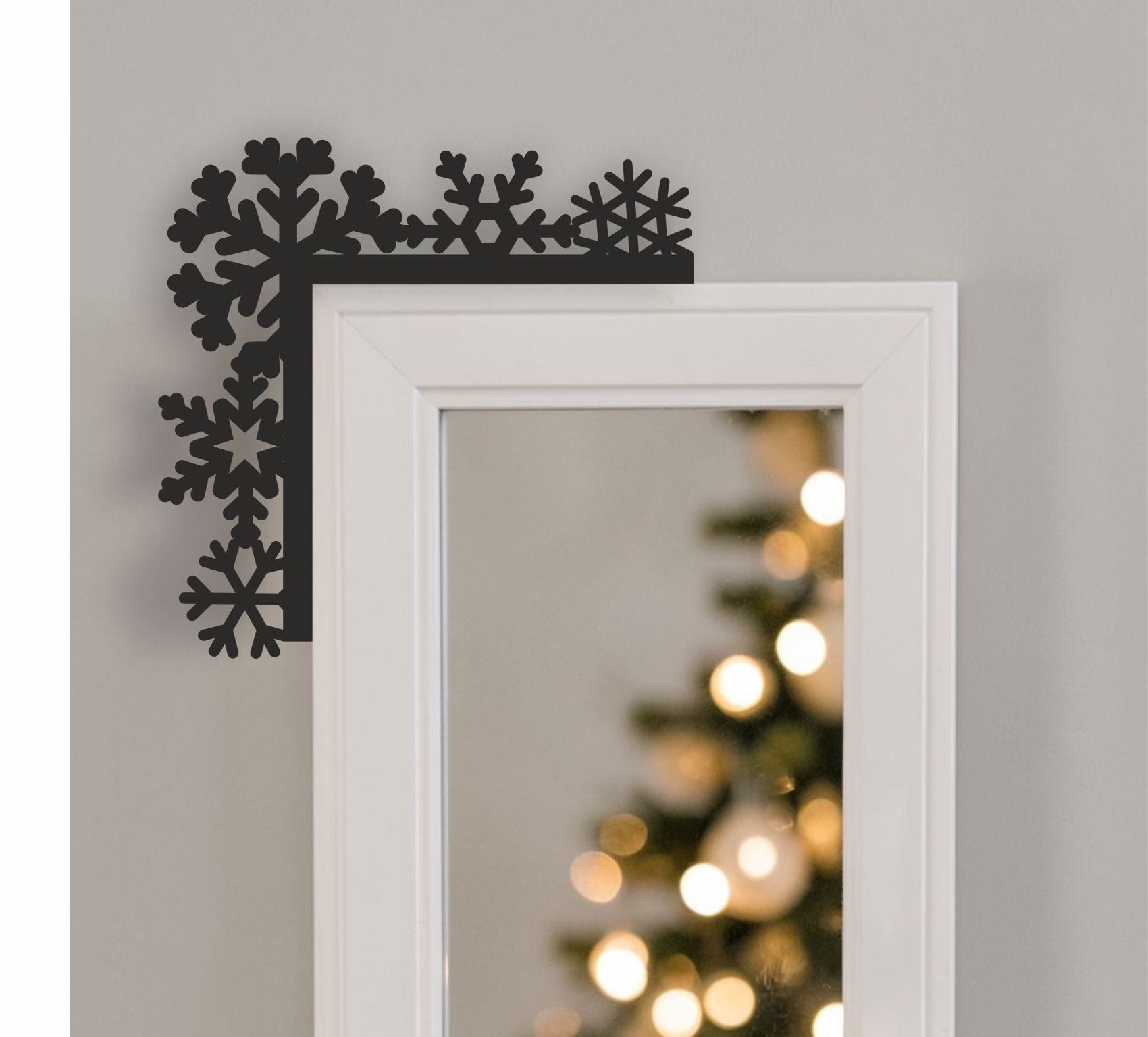 Free Christmas snowflake corner laser cut template vector file for plywood engraving and CNC cutting.